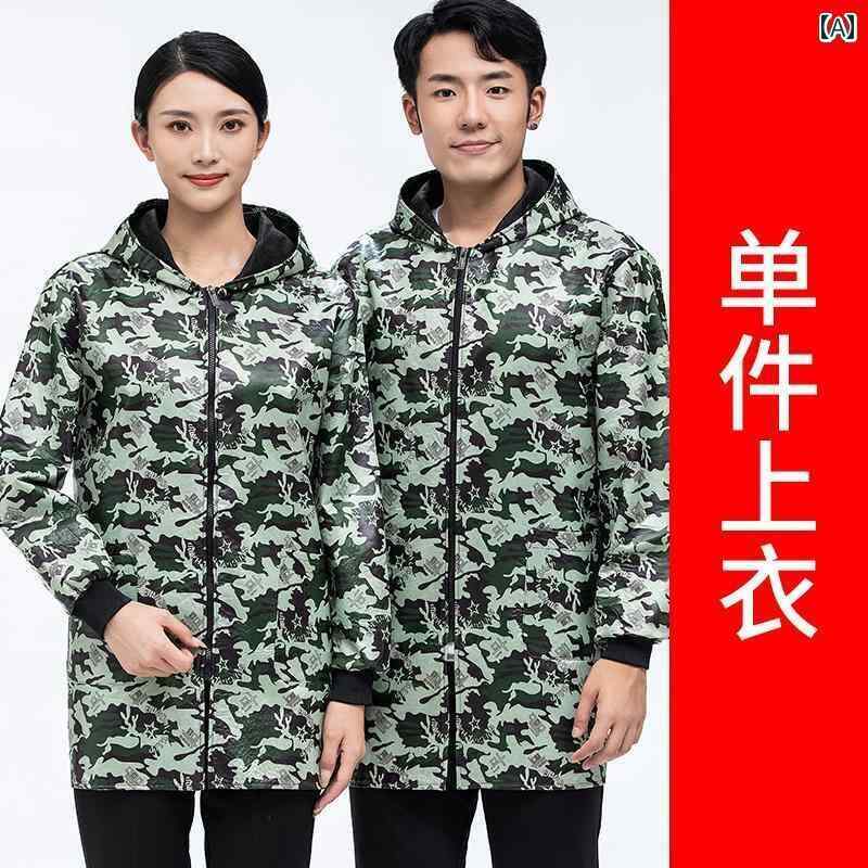 送料無料 作業服 セット プラス ベルベット 迷彩 オーバー オール 作業 服 防水 コート 倉庫 取り扱い 防塵 労働 保護 服中長 耐 摩耗 男性 秋 冬
