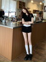 ショートパンツ ハーフパンツ アメリカン ホット ガール カジュアル スタイル スポーツ ショーツ 女性用 2025 夏 スリムフィット ヒップ パンツ