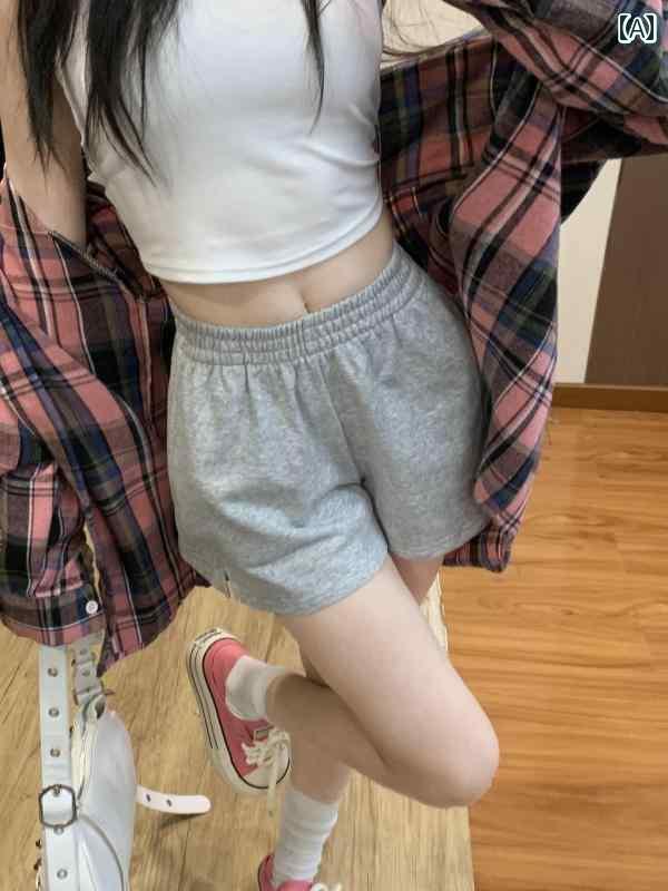 　ショートパンツ　ハーフパンツ アメリカン スポーツ ショーツ レディース 夏 薄手 2025 新型 アウター カジュアル ワイド レッグ パンツ ハイウエスト スリム aライン ホット