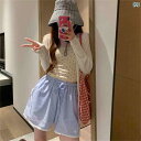 レディース ショート パンツ  韓国 東大門 夏 カジュアル ショート パンツ レディース 2024 新型 ストライプ レース 伸縮 ウエスト ワイド レッグ