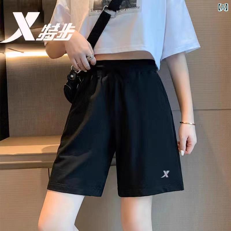 　ショート　ハーフ　パンツ　 Xtep スポーツ ショーツ レディース 夏 薄手 速乾 通気性 カジュアル ゆったり 万能 フィットネス テスト ランニング 冷感(4)