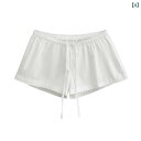 ショート ハーフ パンツ 2025夏 アメリカン ホット ガール スタイル ベーシック 伸縮性 ウエスト ストレート カジュアルショーツ パンツ レディース