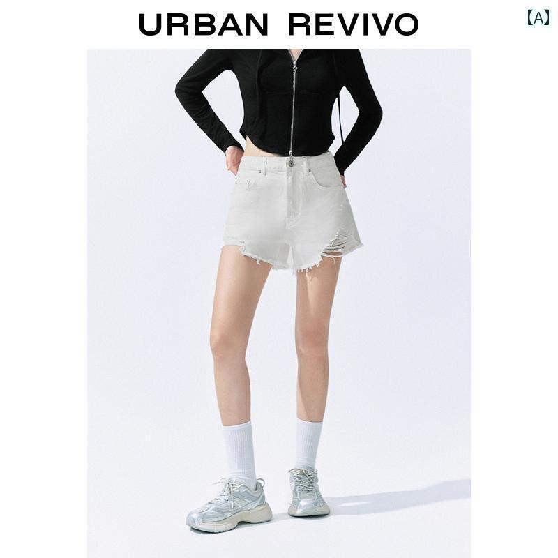 ショート ハーフ パンツ UR 2024 秋 レディース おしゃれ シンプル ストリート スタイル タッセル カジュアル ショート パンツ UYY 840006