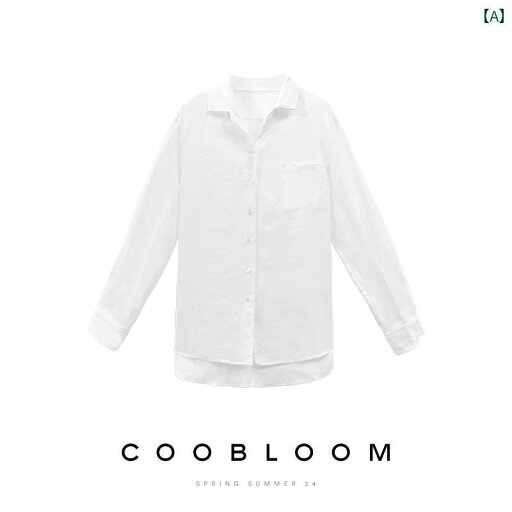 レディース シャツ トップス COOBLOOM / オールド マネー スタイル ホワイトリネン シャツ レディース 2025 早春 長袖 トップス セット レディース シャツ トップス COOBLOOM / オールド マネー スタイル ホワイトリネン シャツ レディース 2025 早春 長袖 トップス セット
