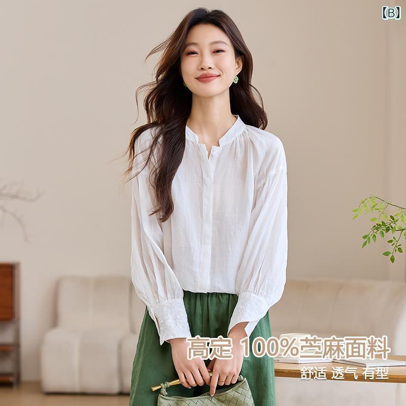 レディース　　シャツ　トップス 綿 麻 シャツ レディース 春服 2025 ホット スタイル ハイエンド スタイリッシュ 年齢を 減らす ラミー トップ カジュアル