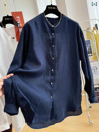 レディース シャツ トップス 紫 墨 青 河 フレンチな な リネンの 白い シャツ レディース 長袖の 丸 首の カーディガン 綿 トップス レディース シャツ トップス 紫 墨 青 河 フレンチな な リネンの 白い シャツ レディース 長袖の 丸 首の カーディガン 綿 トップス