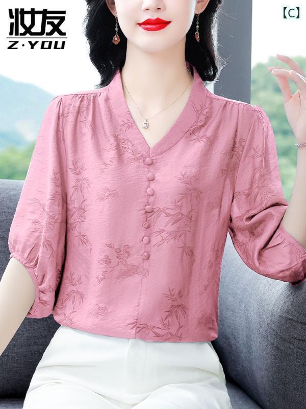 レディース　　シャツ　トップス シャツ レディース 夏 2025 高級 コットンリネン トップス 半袖 ママ ホット スタイル レディースシャツ