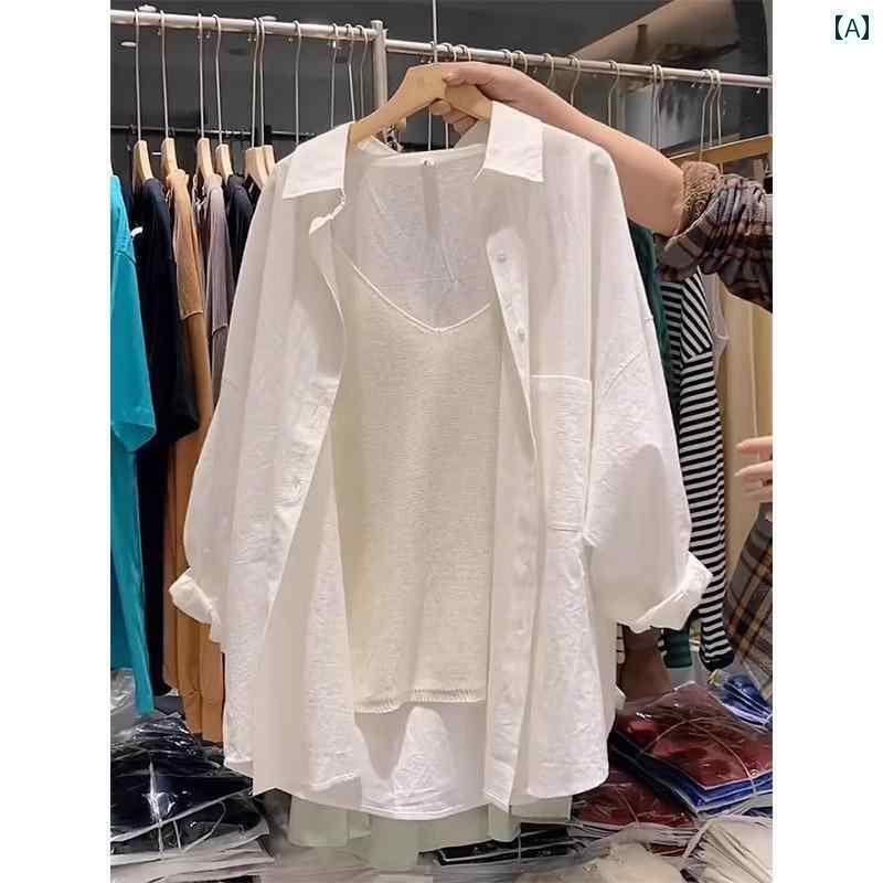 レディース　　シャツ　トップス フランス 風の 白い 綿 リネンの 長袖 シャツ 女性用 2025夏の 風 リネンシャツ 高級 日焼け防止 トップ