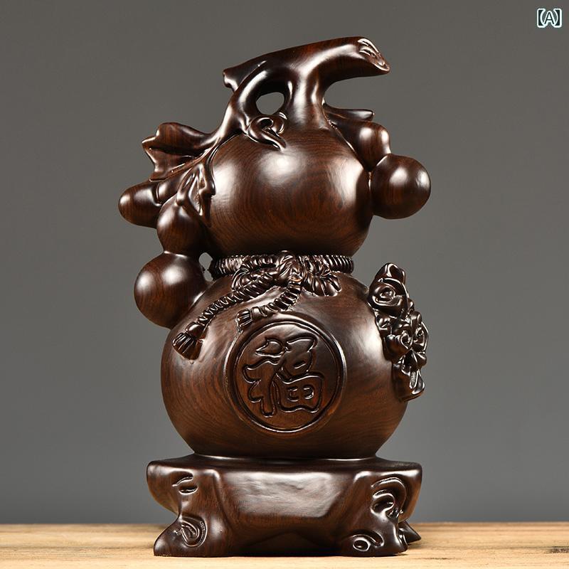 ホビー 雑貨 装飾品 黒檀の 無垢材 彫刻 ひょうたん 飾り リビング ルーム ホーム オフィス デスク トップ 装飾 ポーチ オープニング ギフト