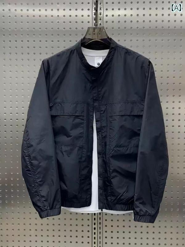 　ジャケット　パーカー　メンズ　シンプル 高級 ヘンリー カラー ジャケット 男性 春秋 2025 野球 ワ..