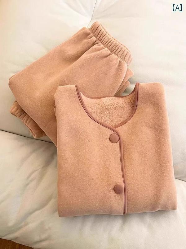 パジャマ レディース 上下 フランス製 太め mm 大きめ サイズ 300 斤 フランネル パジャマ 裏起毛 厚手 暖かい コーラル フリース ホームウェア