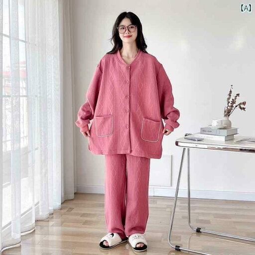 パジャマ レディース 上下 秋冬 3 層 パッド 入り 大きめ サイズ パジャマ 女性用 MM 200ポンド 長袖 厚手 ベビー コットン ホームウェア スーツ パジャマ レディース 上下 秋冬 3 層 パッド 入り 大きめ サイズ パジャマ 女性用 MM 200ポンド 長袖 厚手 ベビー コットン ホームウェア スーツ