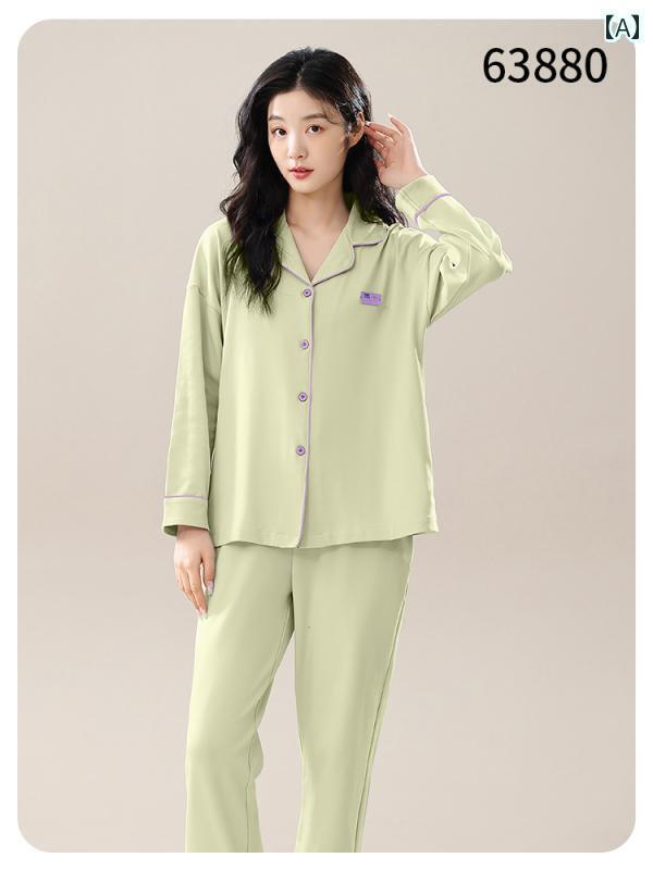 　パジャマ　レディース　上下 Xiangmi Guixiu 2025 パジャマ レディース 春夏 綿 長袖 カーディガン ..