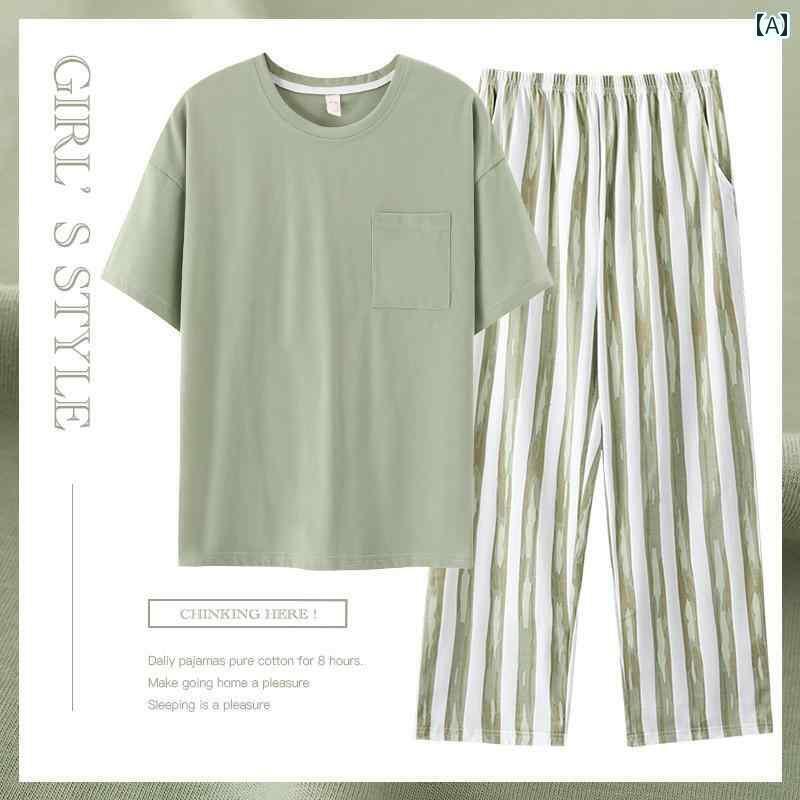 　パジャマ　レディース　上下 夏 パジャマ レディース 綿 半袖 ズボン スーツ 薄手 ゆったり カジュアル 和風 無地 大きいサイズ ホーム 服 シンプル