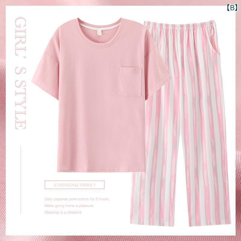 　パジャマ　レディース　上下 夏 パジャマ レディース 綿 半袖 ズボン スーツ 薄手 ゆったり カジュアル 和風 無地 大きいサイズ ホーム 服 シンプル