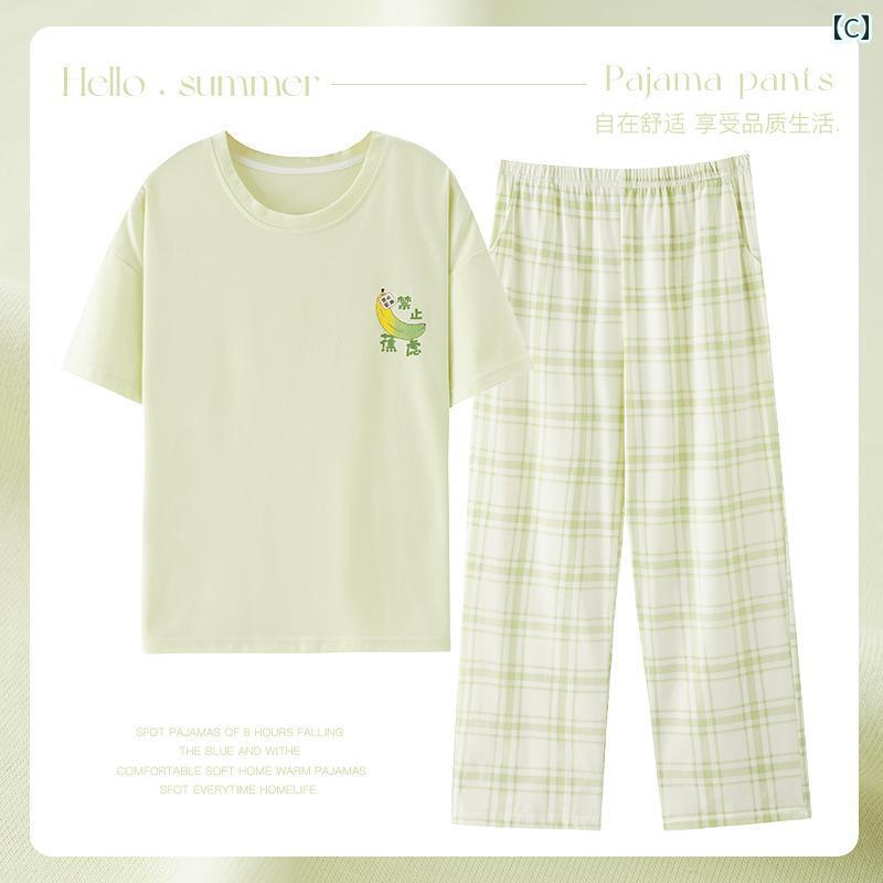 　パジャマ　レディース　上下 夏 パジャマ レディース 綿 半袖 ズボン スーツ 薄手 ゆったり カジュアル 和風 無地 大きいサイズ ホーム 服 シンプル