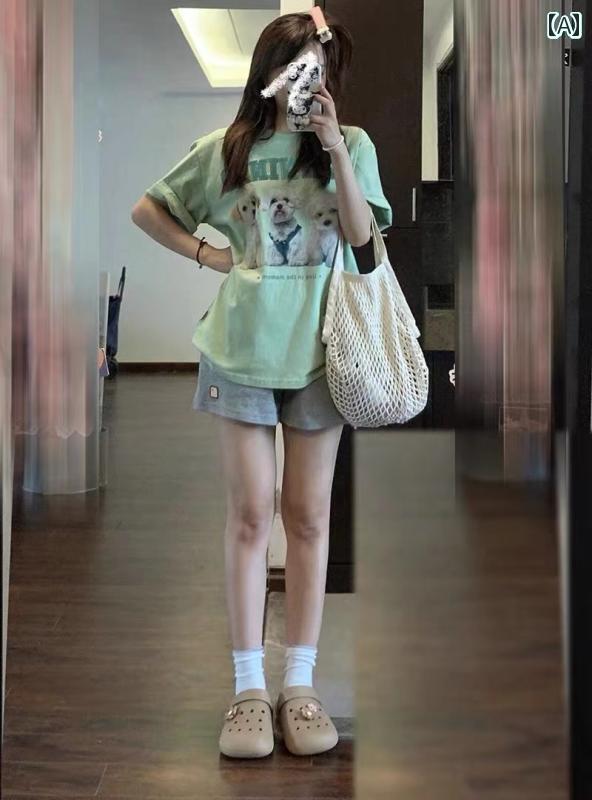 　パジャマ　レディース　上下 夏の 女性用 パジャマ 薄手の 綿の 半袖 ショート パンツ 学生用 甘くて かわいい ツーピース スーツ 外出 着 レディース ホームウェア