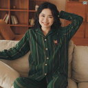 パジャマ レディース 上下 August Gesang コットンガーゼ カップル パジャマ レディース 春秋冬 コットン ストライプ 刺繍 家 着 スーツ メ...