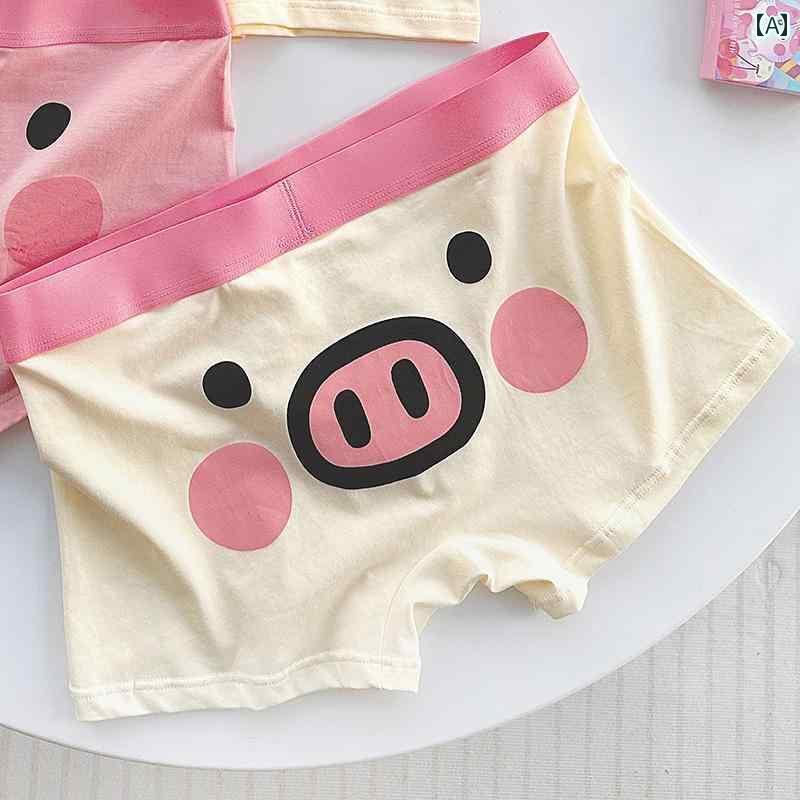 　ボクサーパンツ　下着　ショーツ メンズ 下着 綿 通気性 吸汗性 ボクサー パンツ かわいい 豚 プリント 快適 ローウエスト