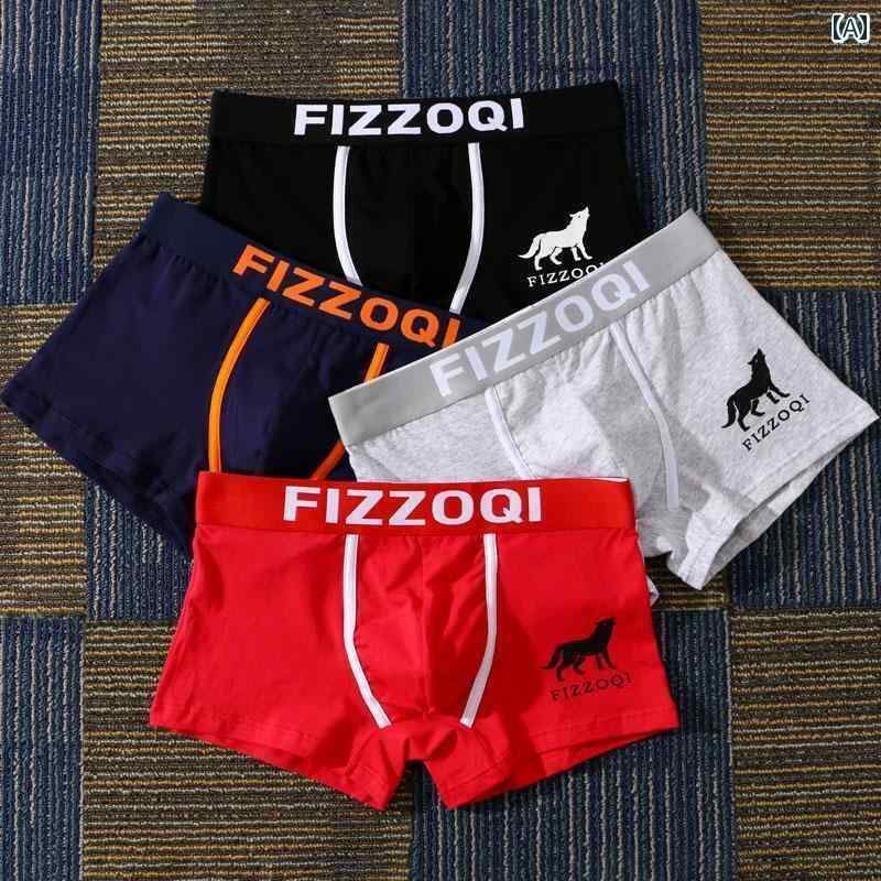 　ボクサーパンツ　下着　ショーツ 男性用 下着 綿 通気性 ミッドウエスト ボクサー ブリーフ ボーイズ ショーツ 付き