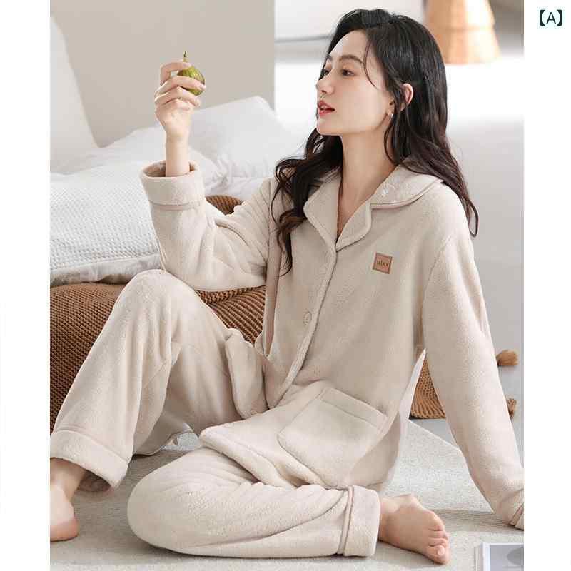 レディース　パジャマ　スウェット　上下 パジャマ レディース 冬用 コーラル フリース 厚手 裏起毛 2025 秋冬 フランネル 大きいサイズ 冬物 家庭 服