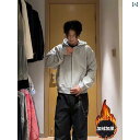 パーカー フード付き ニット Planet World クリーン フィット グレー カーディガン スウェットシャツ メンズ 秋冬 裏起毛 アメリカン ヘビーウェ...