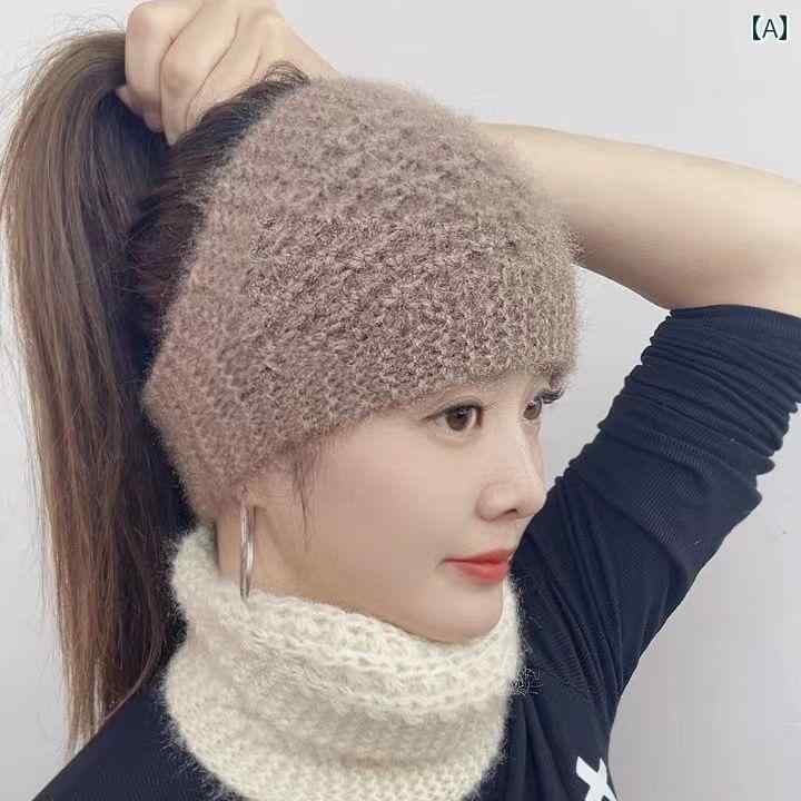 スカーフ 帽子 女性 新しい 秋と 冬の 暖かい 手作りの 女性の ニット ウールの ヘッド バンド フード..