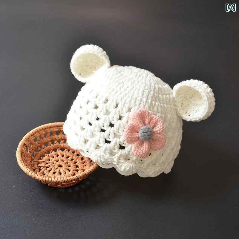 帽子　うさぎ耳　かわいい ベビー 帽子 かわいい 秋冬 胎児 綿 ウール 小さい クマの 耳 新生児