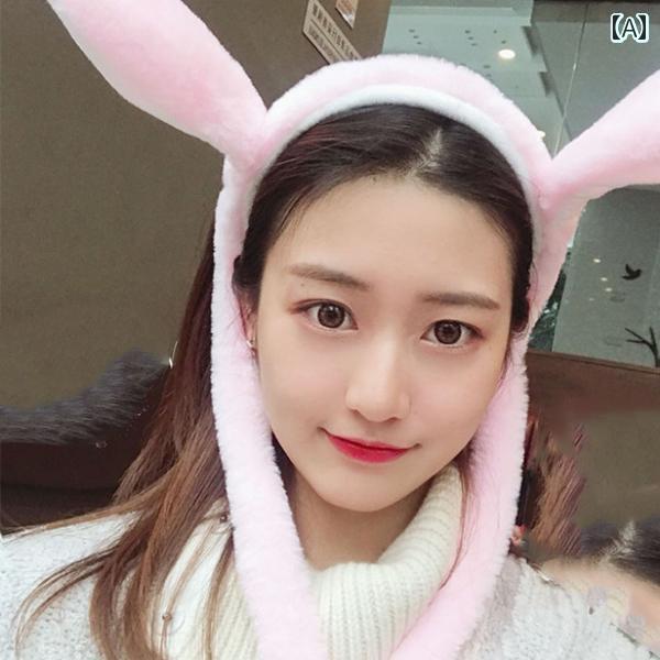 帽子　うさぎ耳　かわいい と 同じ ウサギの ヘッド バンド かわいい 握ると エア バッグが 動く ヘア ピン ネットの ウサギ 耳