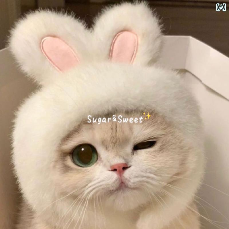 帽子　うさぎ　かわいい ペットの ウサギの ヘッド ギア 猫 犬 ネット 帽子は 耳の 帽子の 写真 アクセサリーを ドレス アップ する ことが できます スタイル