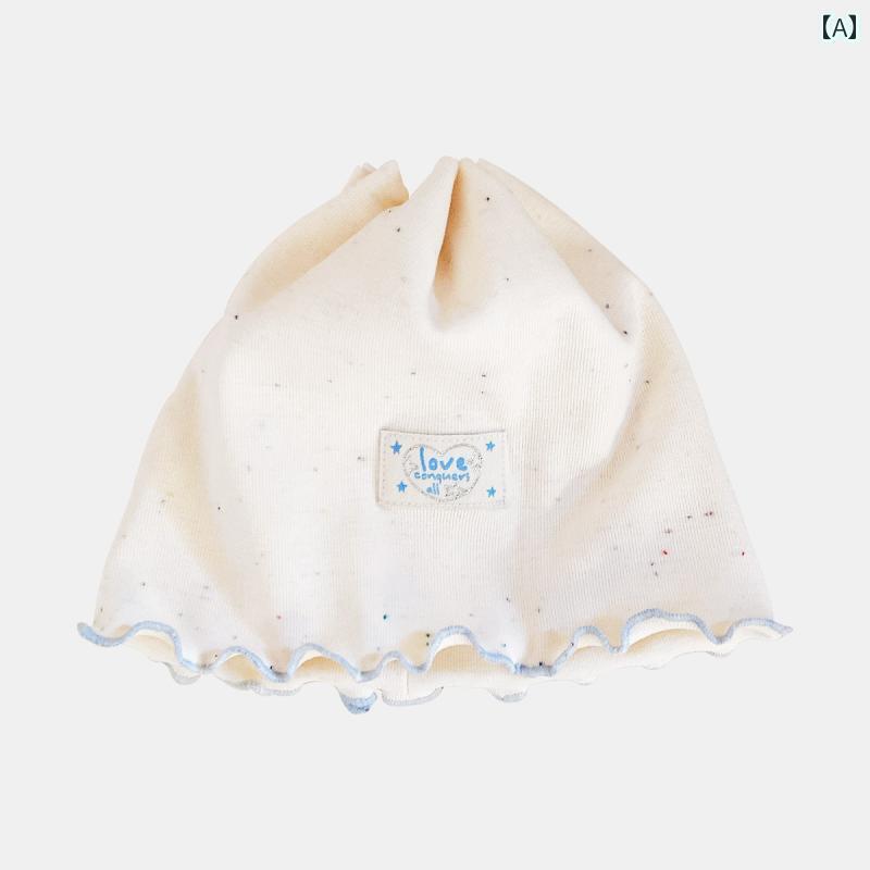 帽子　うさぎ　かわいい 男の子と 女の子用の ベビー 帽子。 かわいい カラフルな ドットと 柔らかい 伸縮性の ある レースが 付いた 新生児用 ハロゲン ドア プルオーバー