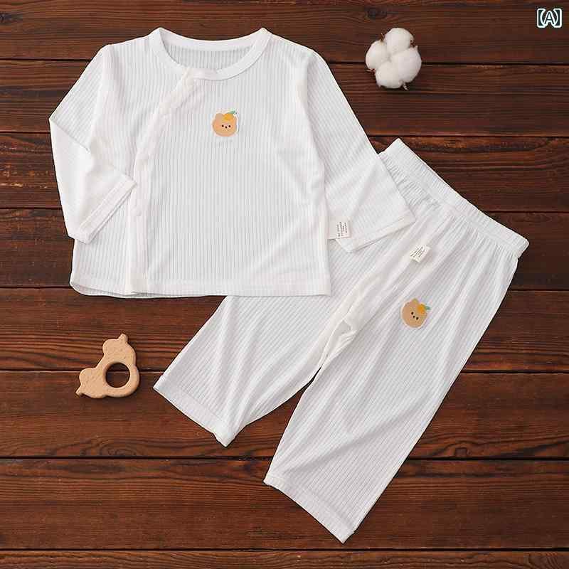 赤ちゃん　パジャマ　ベビー服 新生児用 夏服 長袖 オープンクロッチ パンツ 薄手 男の子 女の子 ベビー 冷感 涼しく 通気性 防蚊 服