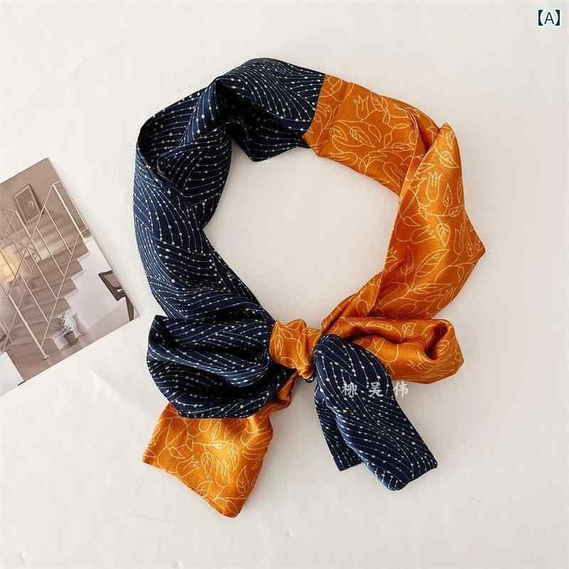 レディース　ベルト　カジュアル レディース 結び目の 長い シルクスカーフ ベルト ジーンズと 合わせ..