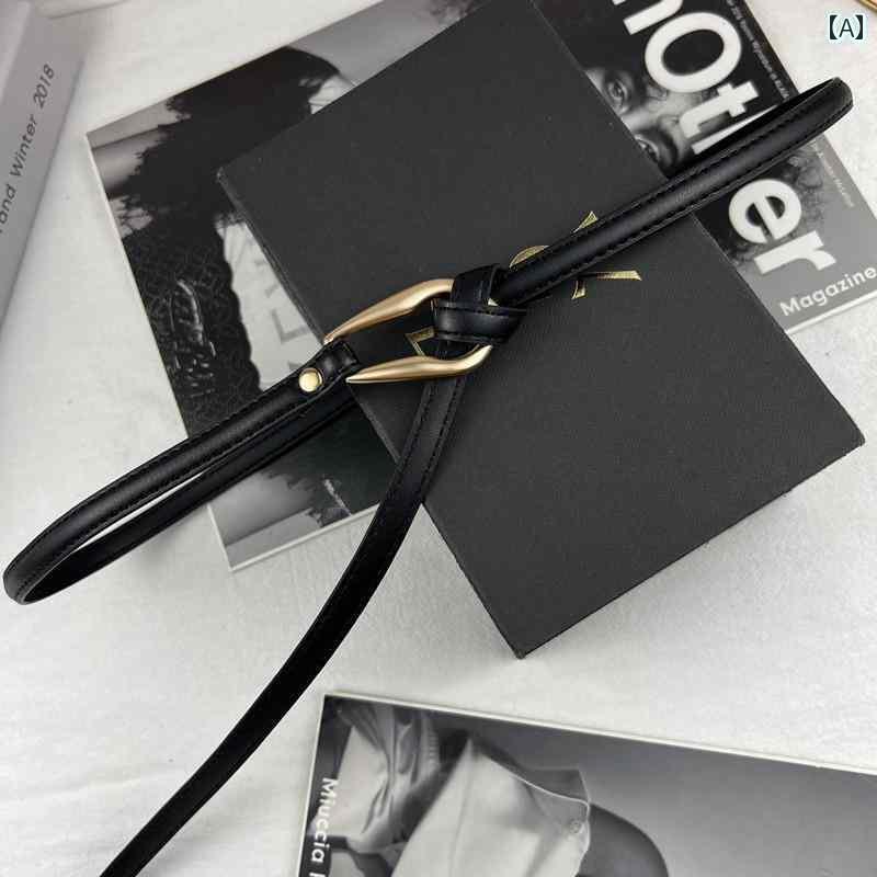 レディース　ベルト　カジュアル 女性用 結び目 付き 小型 ベルト 革 装飾 スカートと シャツ フリー ..