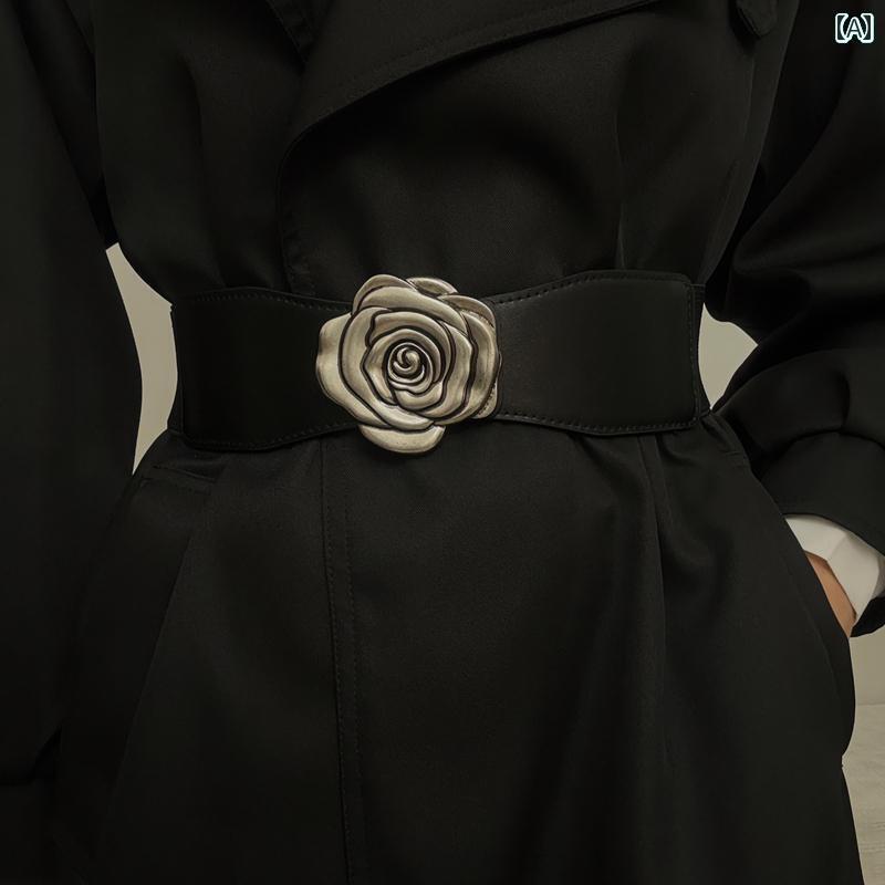 レディース　ベルト　カジュアル レディース レースアップ フラワー ウエスト ベルト ピン バックル ワイド タイ シェイプ ウェア ファッション アウターウェア アクセサリー シャツ ドレス 装飾