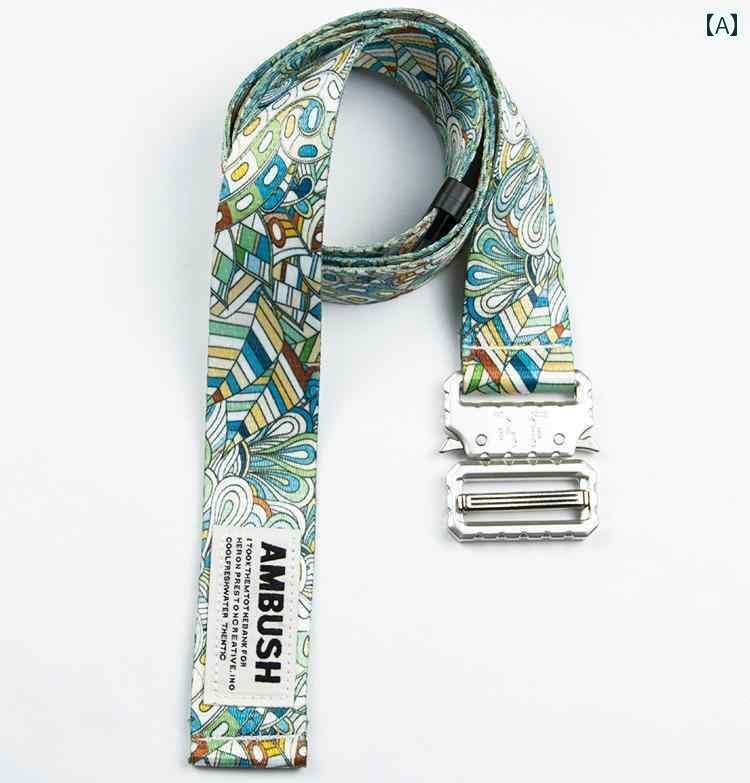 レディース　ベルト　カジュアル 38 cm コブラ バック ルカ シュー フラワー キャンバス ベルトの 個性..