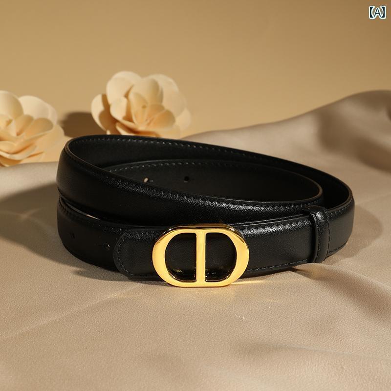 レディース　ベルト　カジュアル ベルト レディース 革 牛革 2025新 スタイル ジーンズ 装飾 ブラック