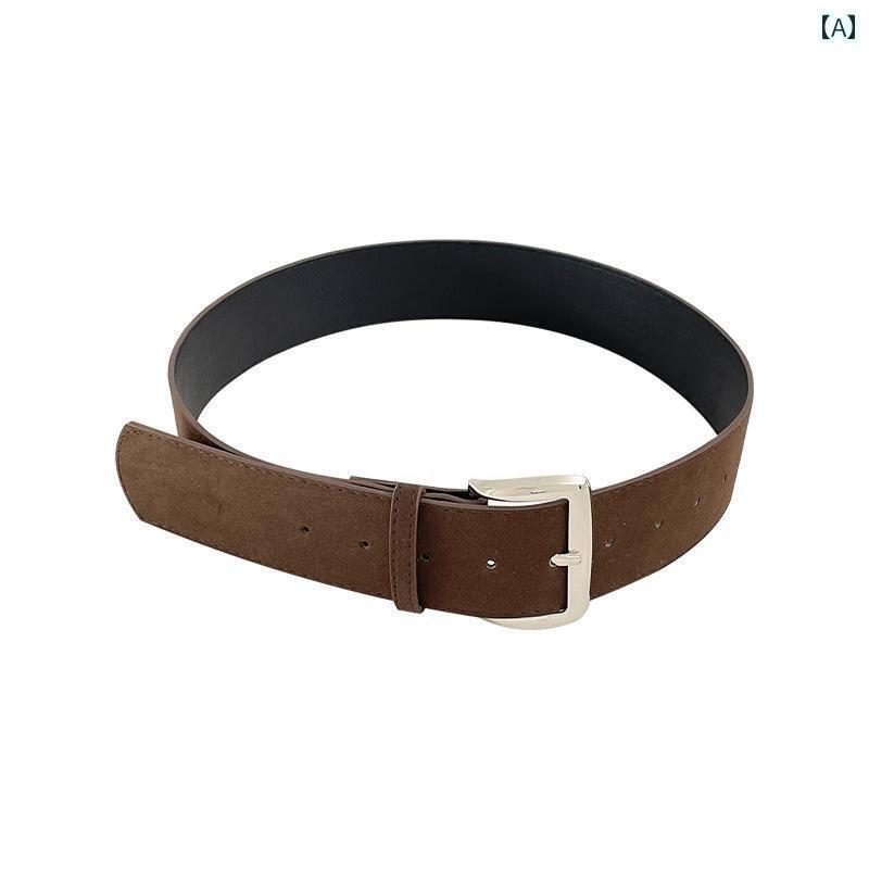 レディース　ベルト　カジュアル ウエスタンスタイル レトロ ホット ガール スエード ワイド ベルト 女..