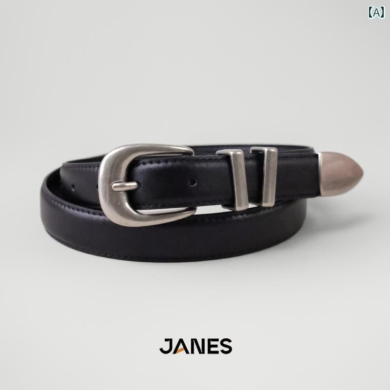 レディース　ベルト　カジュアル シンプルで 古風 シルバーバックル レディース 革 ベルト 重厚 カジュアル レトロ 牛革 レディースベルト