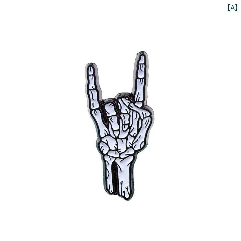 アクセサリー キーホルダー メタル LXJERY ロック スカル ブローチ イン スタイル 個性 ピン パンク メタル 通学 装飾 バッジ