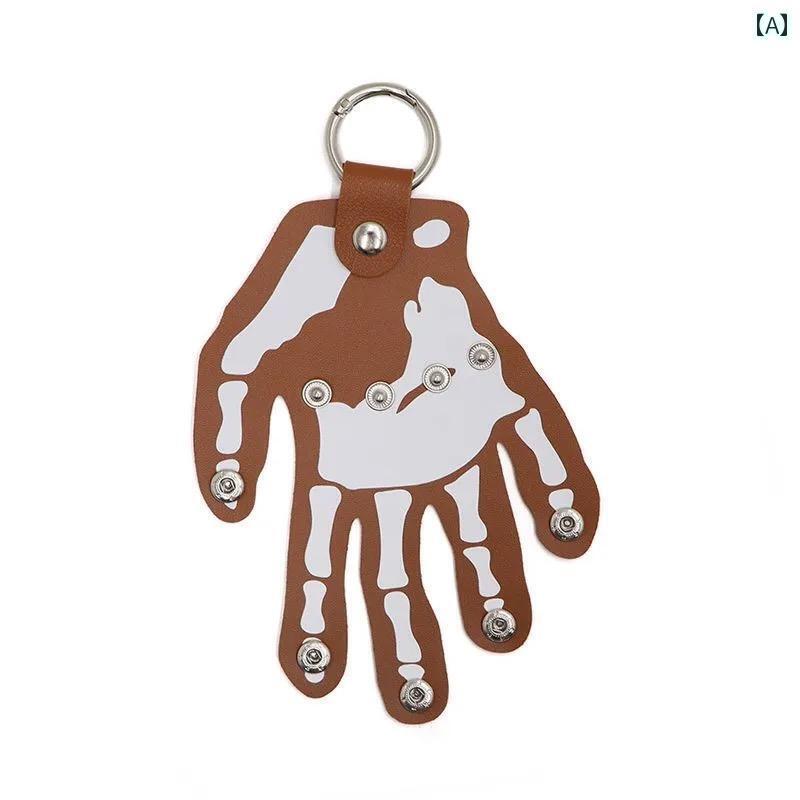 キーホルダー　アクセサリー　メタル 頭蓋 骨の 手のひらの キーホルダー プレス 変形 中指 抽象 精神 ..