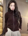 フリース トップス ジッパー ジッパー スウェットシャツ ドイツ ベルベット ジャケット レディース ショート 秋冬 マイ ラード 裏起毛 スタンドカラー 万能...