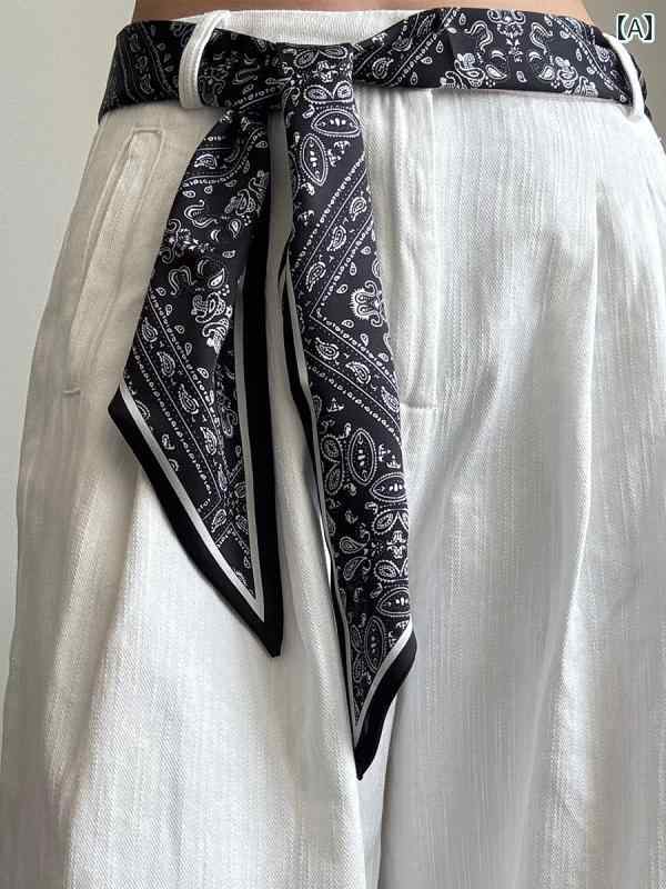 シルクスカーフ 女性 カシューナッツ ロング シルクスカーフ ベルト、 ジーンズ 付き レディース 2025 ..