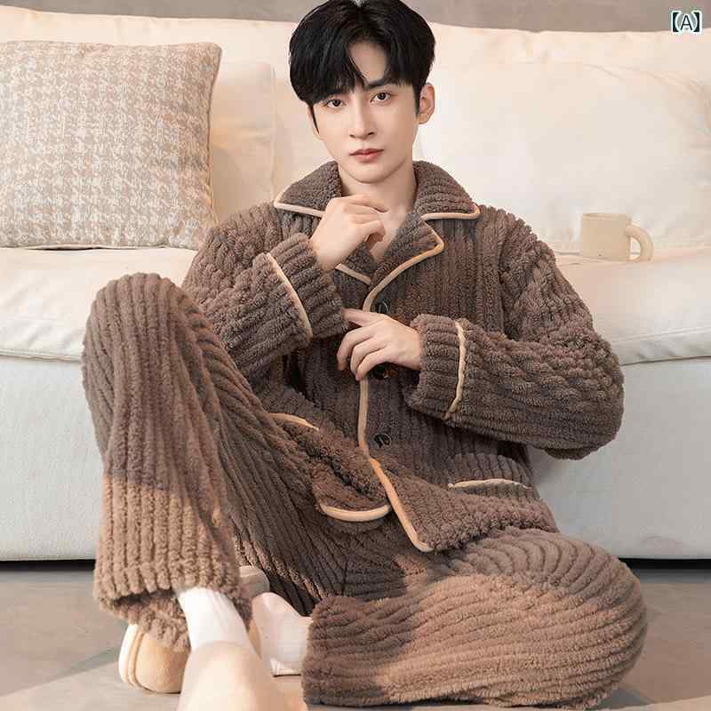 ストライプ　パジャマ　スウェット 秋冬 メンズ パジャマ 裏起毛 厚手 文字 カジュアル ドロー ストリップ 大きいサイズ 暖かい ホーム 服 スーツ