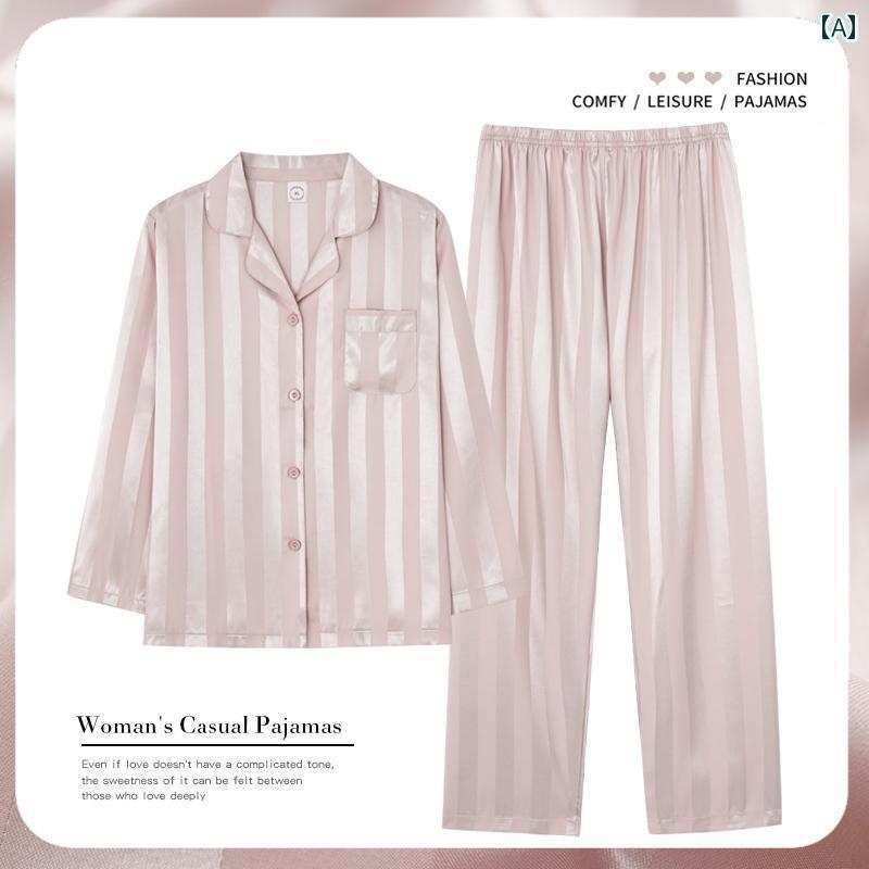 ストライプ　パジャマ　スウェット 志 涛 鳥 パジャマ カップル メンズ 春秋 スタイル 冷感 夏 ホーム ..