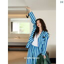 パジャマ セット スウェット Beiyan 春秋 柔らかい 綿の 長袖の レディース パジャマな 襟の ゆったりした ストライプの ホームウェアの スーツ