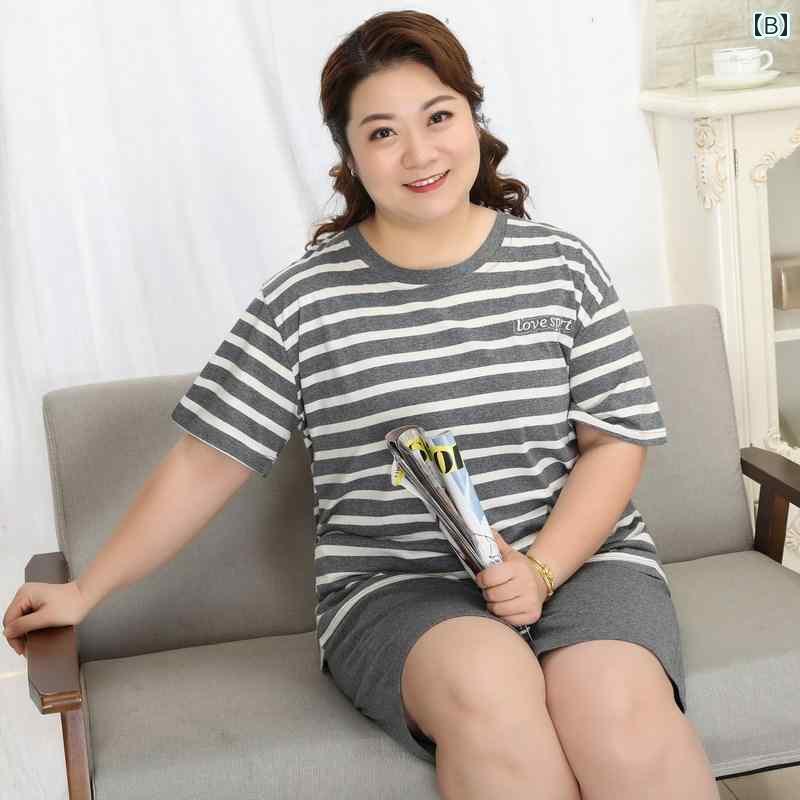 半袖　半ズボン　パジャマ 大きめ サイズ 綿 半袖 ショート パンツ パジャマ 太った MM レディース 夏の 薄手 綿の ホーム 服 スーツ