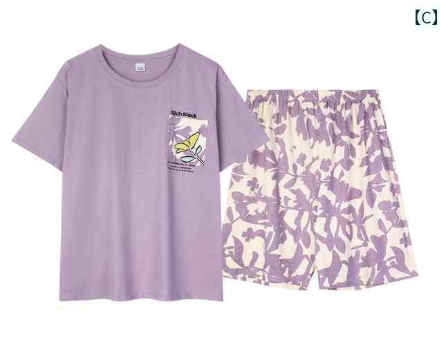 半袖　半ズボン　パジャマ 大きめ サイズ 綿 半袖 ショート パンツ パジャマ 太った MM レディース 夏の 薄手 綿の ホーム 服 スーツ