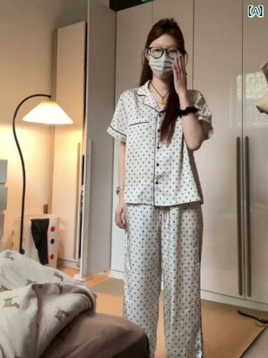 シルク パジャマ レディース フランスの ドットの 冷感 パジャマ 女性用 春秋 高級 サテン 長袖 ズボン ホームウェア 大きいサイズ スーツ シルク パジャマ レディース フランスの ドットの 冷感 パジャマ 女性用 春秋 高級 サテン 長袖 ズボン ホームウェア 大きいサイズ スーツ