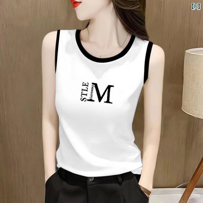 タンクトップ　レディース　ノースリーブ 100 % コットンキャミソール Tシャツ レディース 夏 スタイル カジュアル スリミング インナーウェア ボトムス トップ